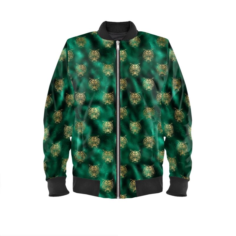 Gold and Emerald Tiger Bomber Jacket