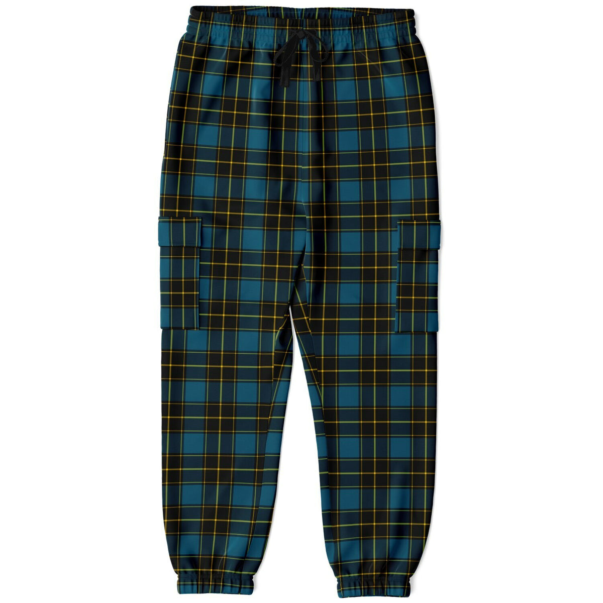 90s Plaid Wide-Leg Cargo Joggers