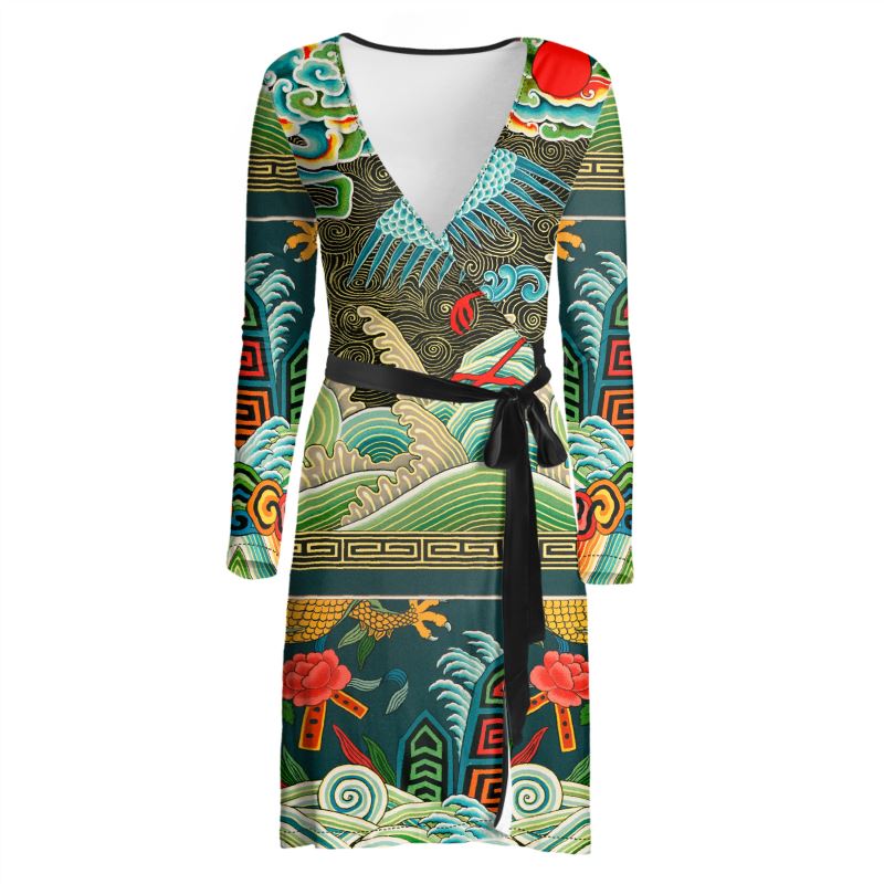UK made Wrap Dress With Art Nouveau Print