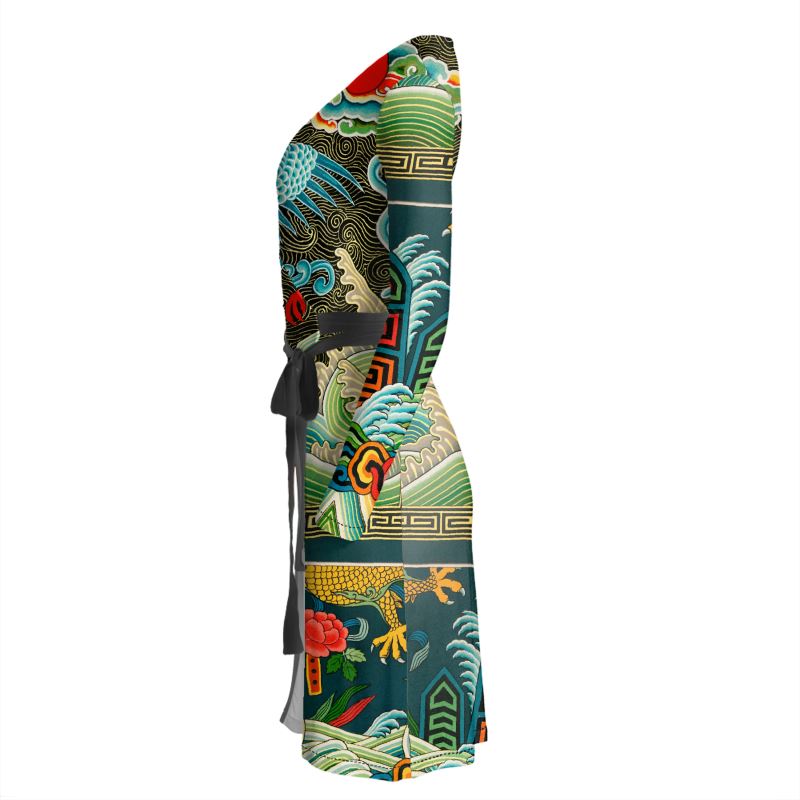 UK made Wrap Dress With Art Nouveau Print