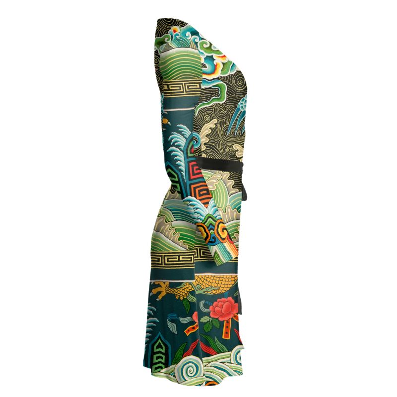 UK made Wrap Dress With Art Nouveau Print