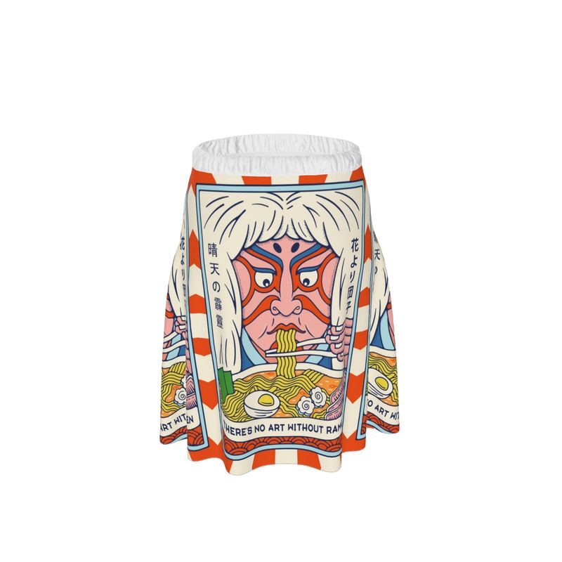 Skirt with a colorful graphic design on a white background