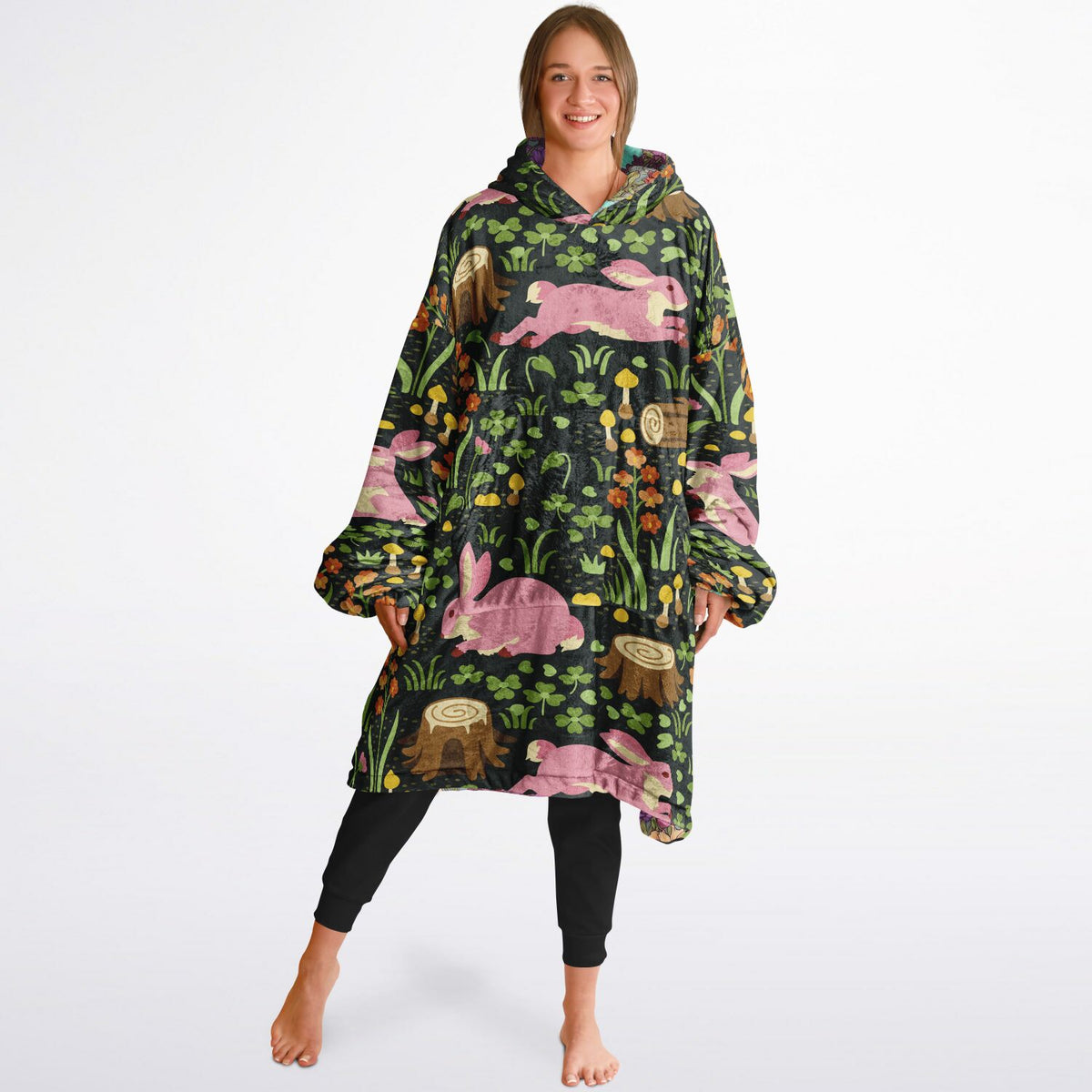 Cottage Core Wendbarer Loungewear-Hoodie in Übergröße, Decken-Hoodie in Übergröße 