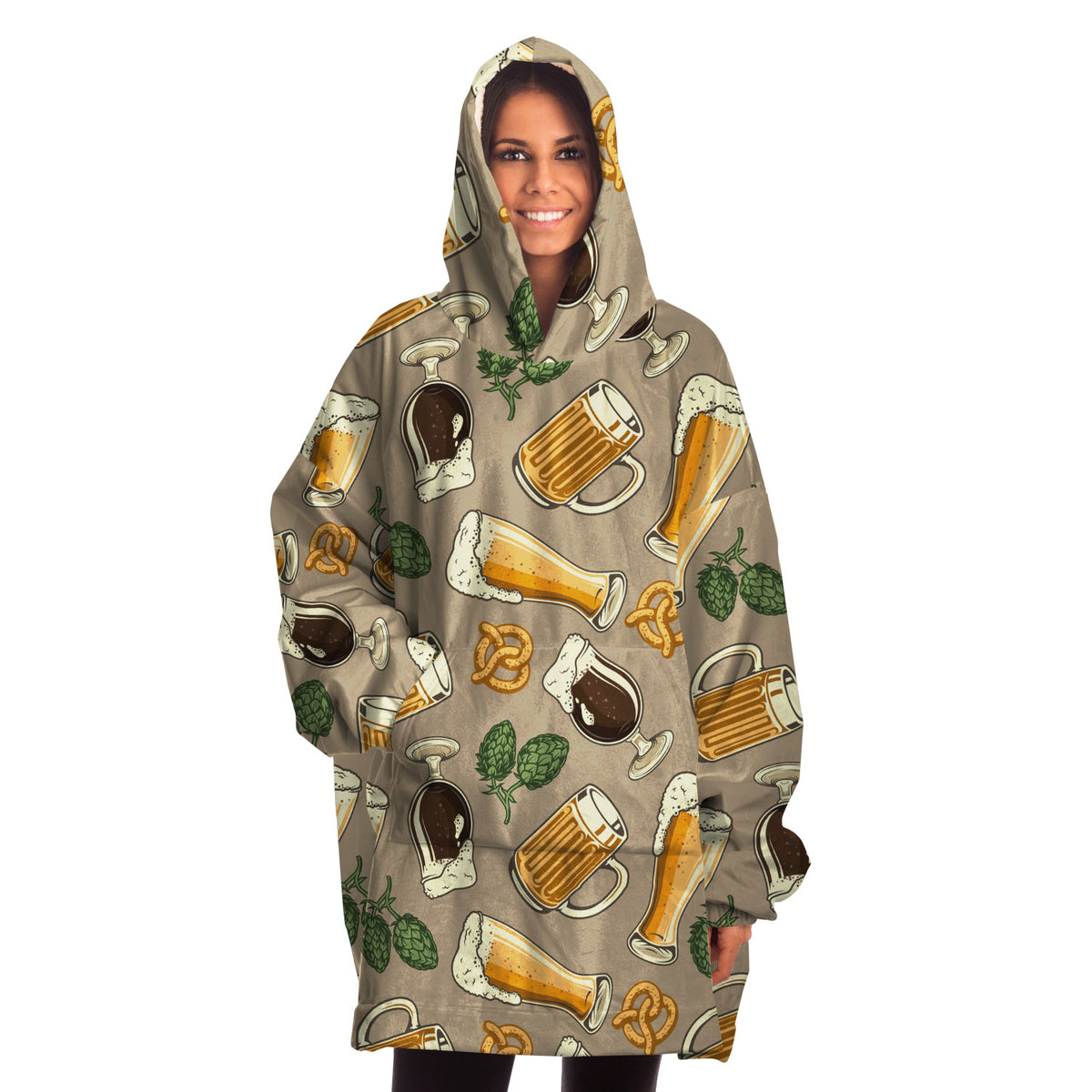 Kuscheliger Kapuzenpullover mit Brezel- und Biermuster – Die ultimative Loungewear 