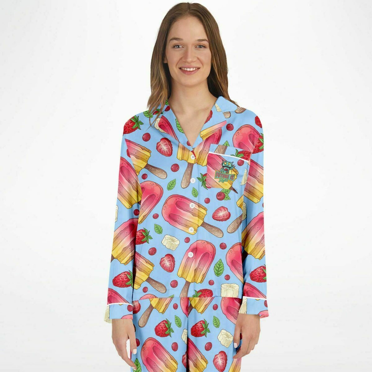 Raspberry IceCream Satin-Pyjama für Damen – AOP 