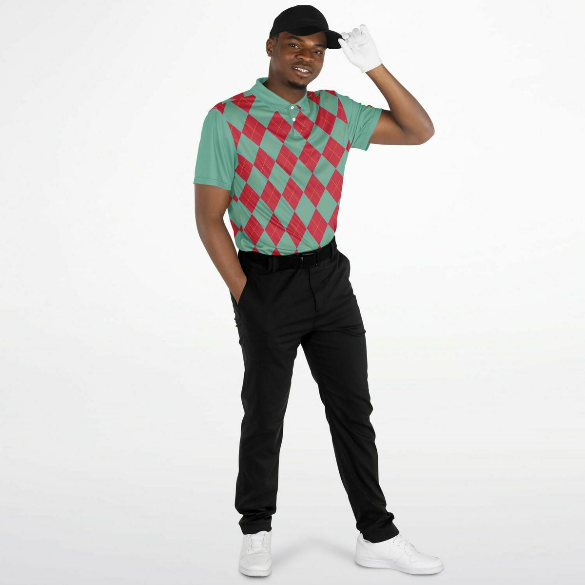 Performance Golf Polo - Retro Teal Argyle