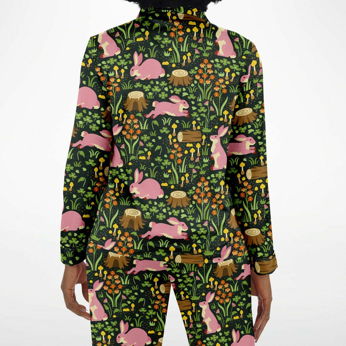 Satin-Pyjama für Damen - Cottage Core Forest Dreamland 