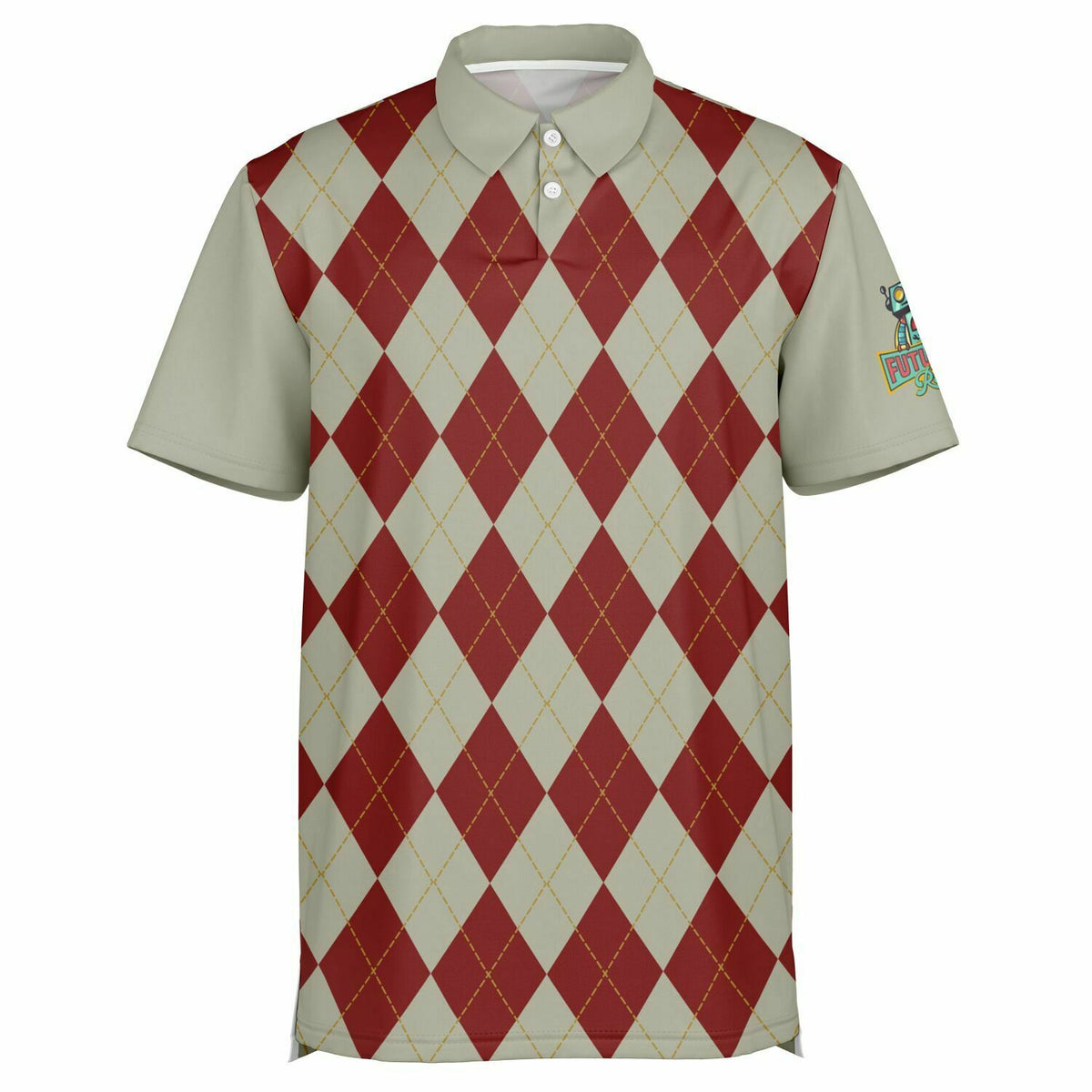 Performance Golf Polo with Sweat Wicking, Smoke and Burgundy Argyle