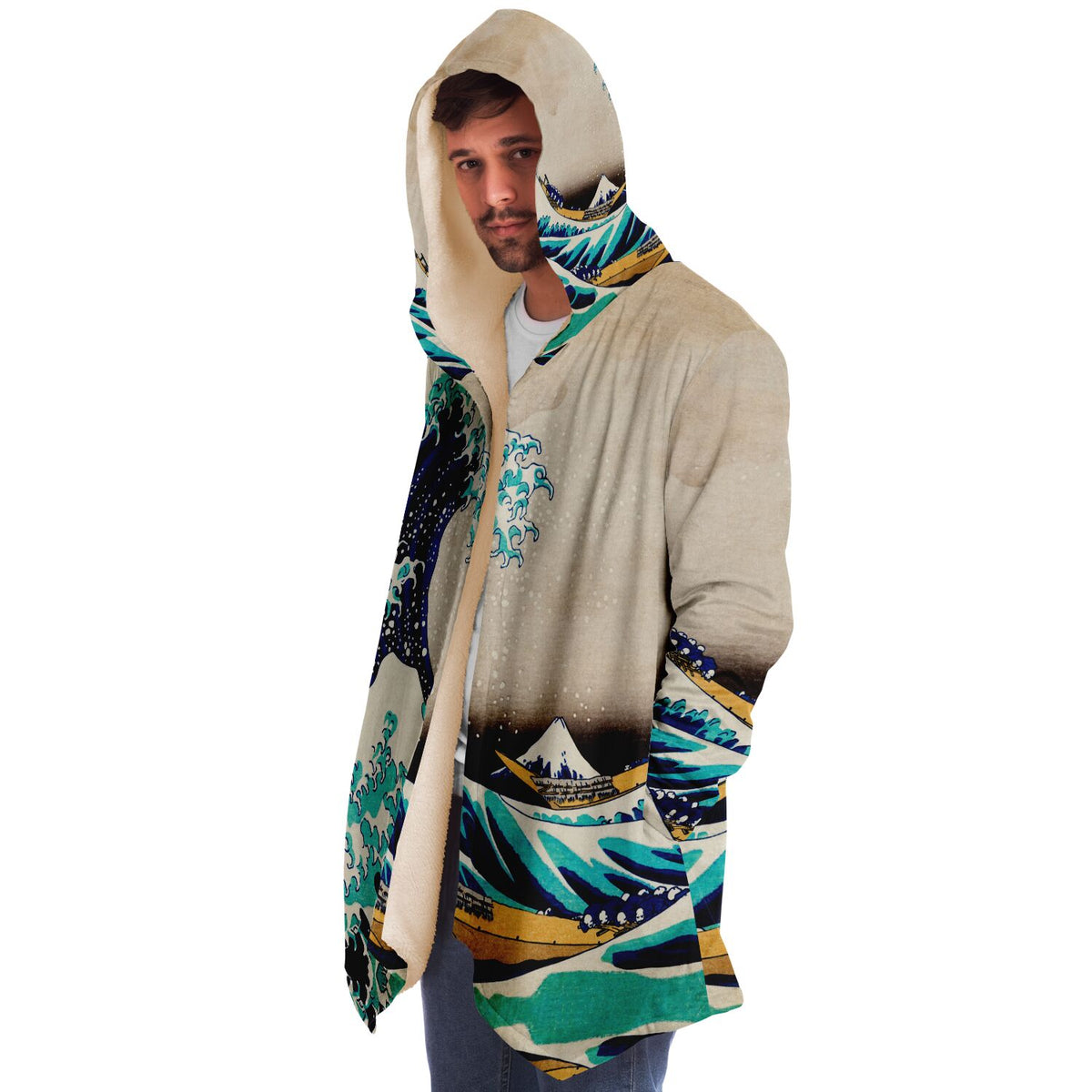 Microfleece Cloak featuring The Great Wave Off Of Kanagawa Ukiyo-e Art