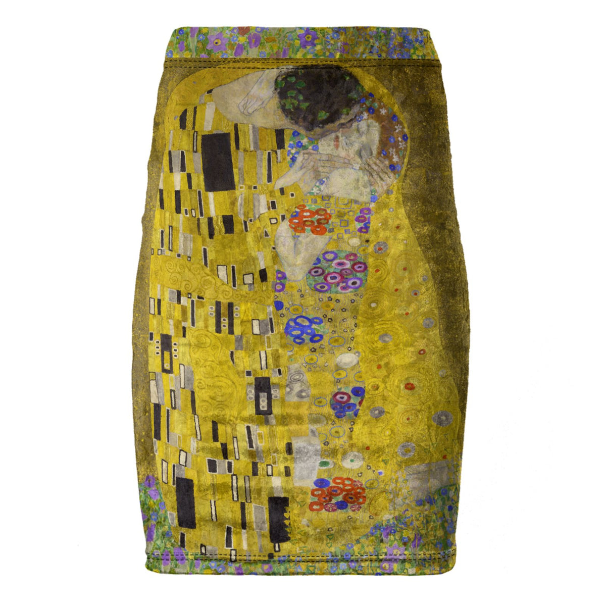 Gustav Klimt The Kiss Velour Pencil Skirt – High-Waisted Art Skirt