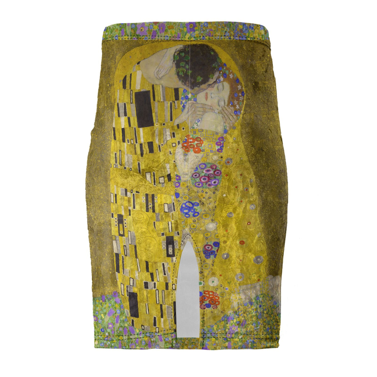 Gustav Klimt The Kiss Velour Pencil Skirt – High-Waisted Art Skirt