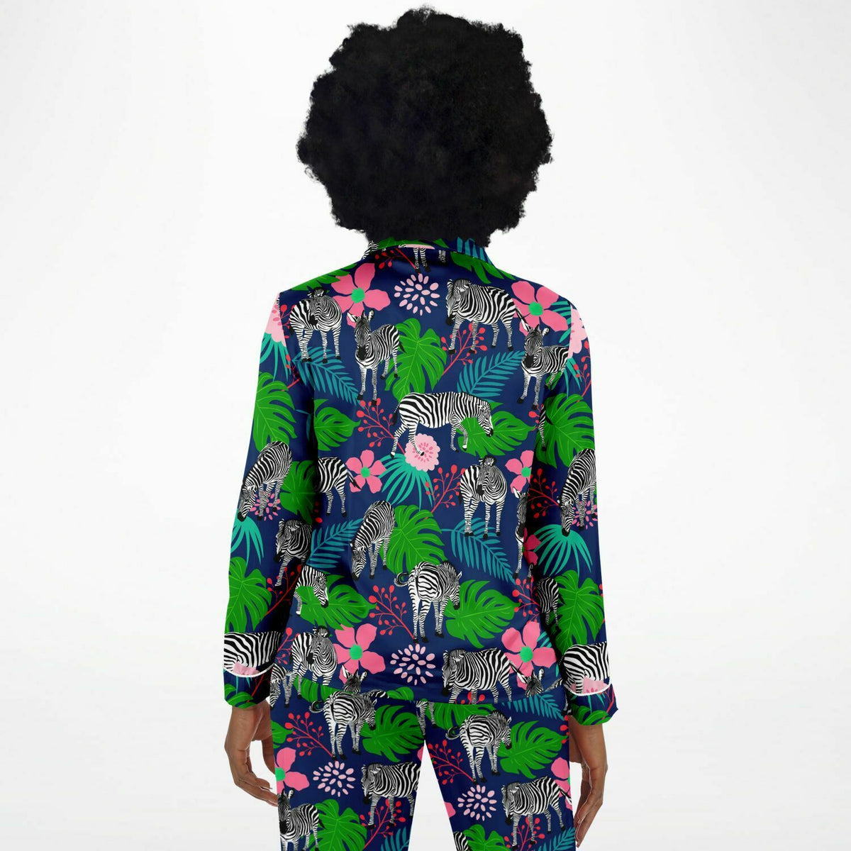 Damen Satin Pyjama Tropical Zebra 