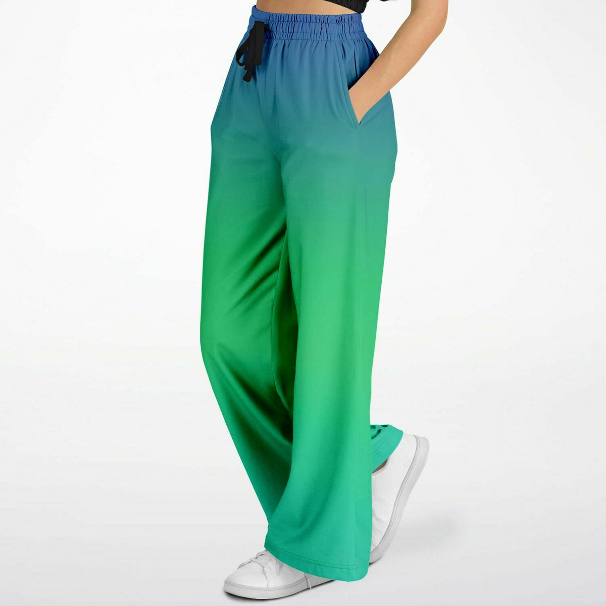 Blue green Ombre Athletic Flare Jogger Pants