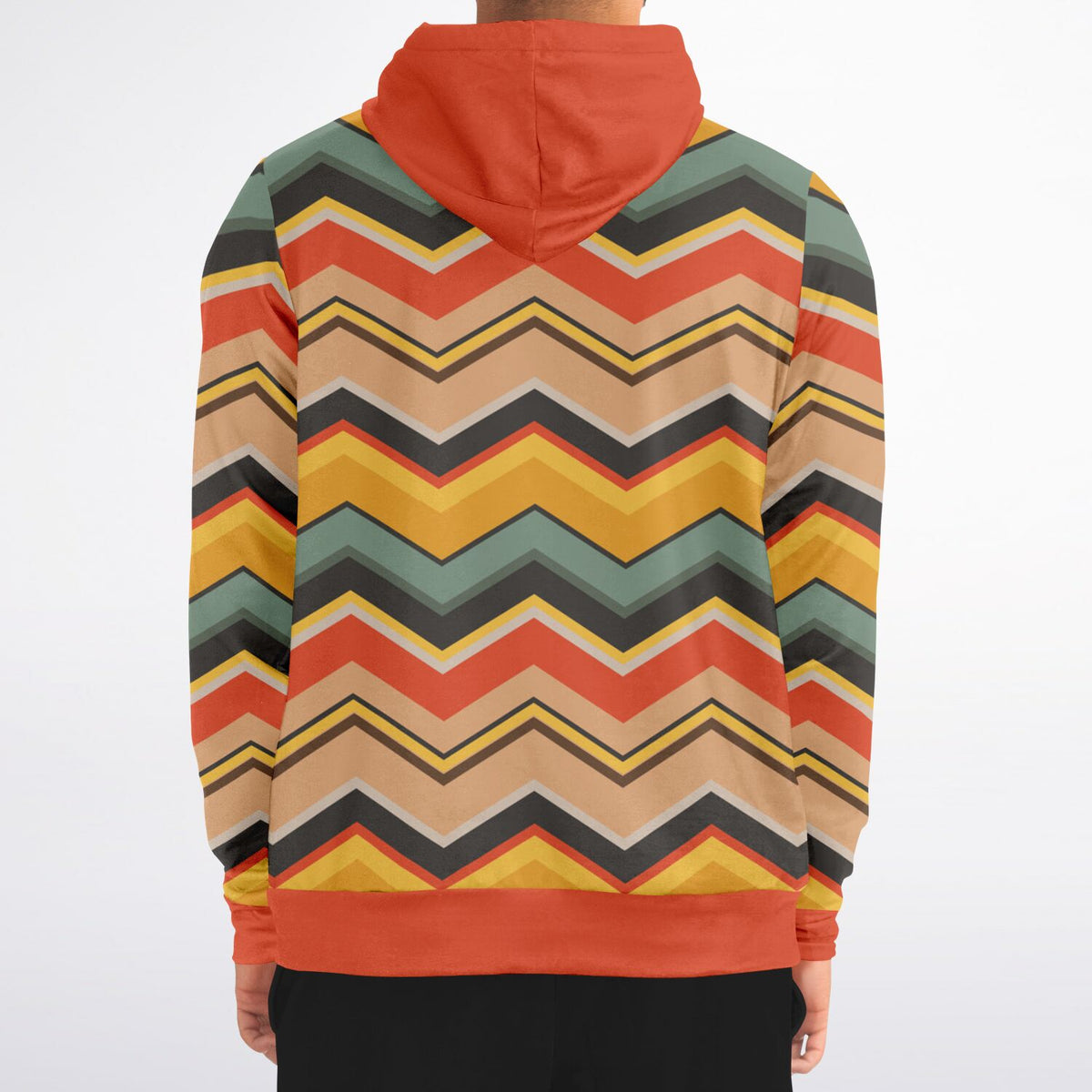 Groovy Chevron Delight: Retro &#39;70s Zip Hoodie