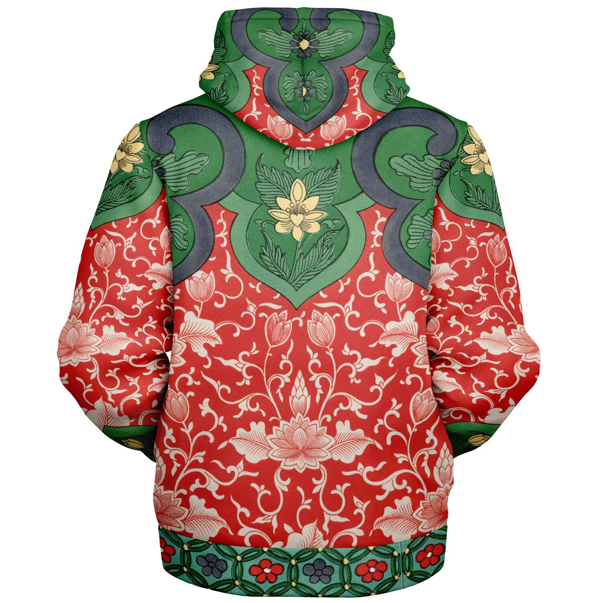 Zip up Fleece Hoodie with Vintage Art Nouveau design