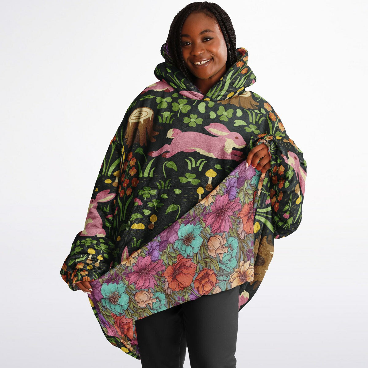 Cottage Core Wendbarer Loungewear-Hoodie in Übergröße, Decken-Hoodie in Übergröße 