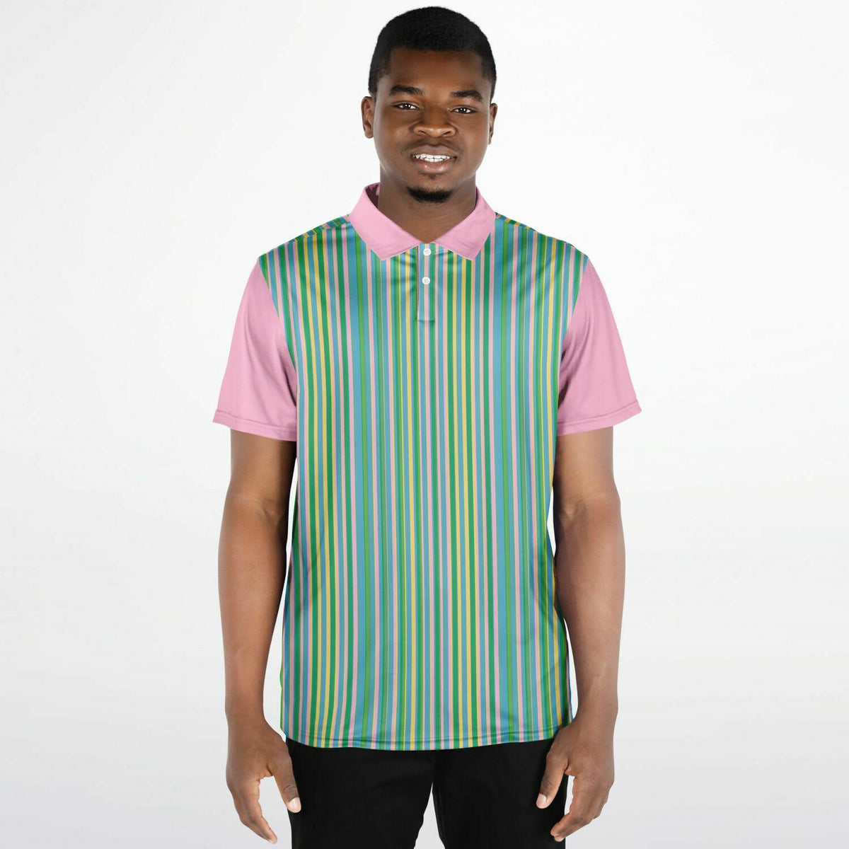 Performance Golf Polo Retro Pastel Pinstripe