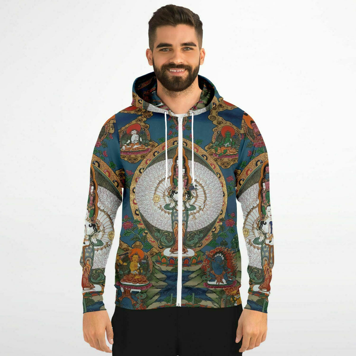 Zip Up Art Hoodie, Spiritual, Festival, Yoga, Meditation Zip Hoodie