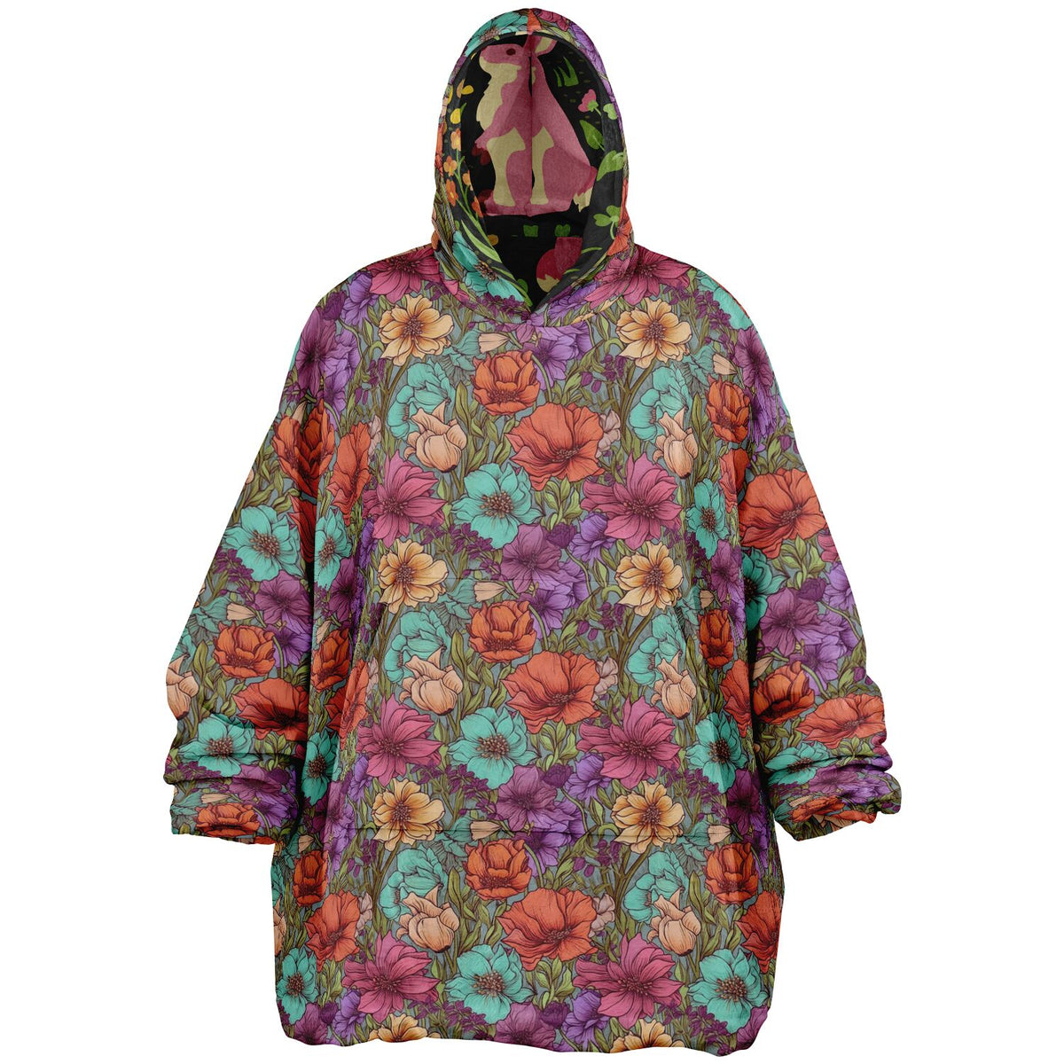 Cottage Core Wendbarer Loungewear-Hoodie in Übergröße, Decken-Hoodie in Übergröße 