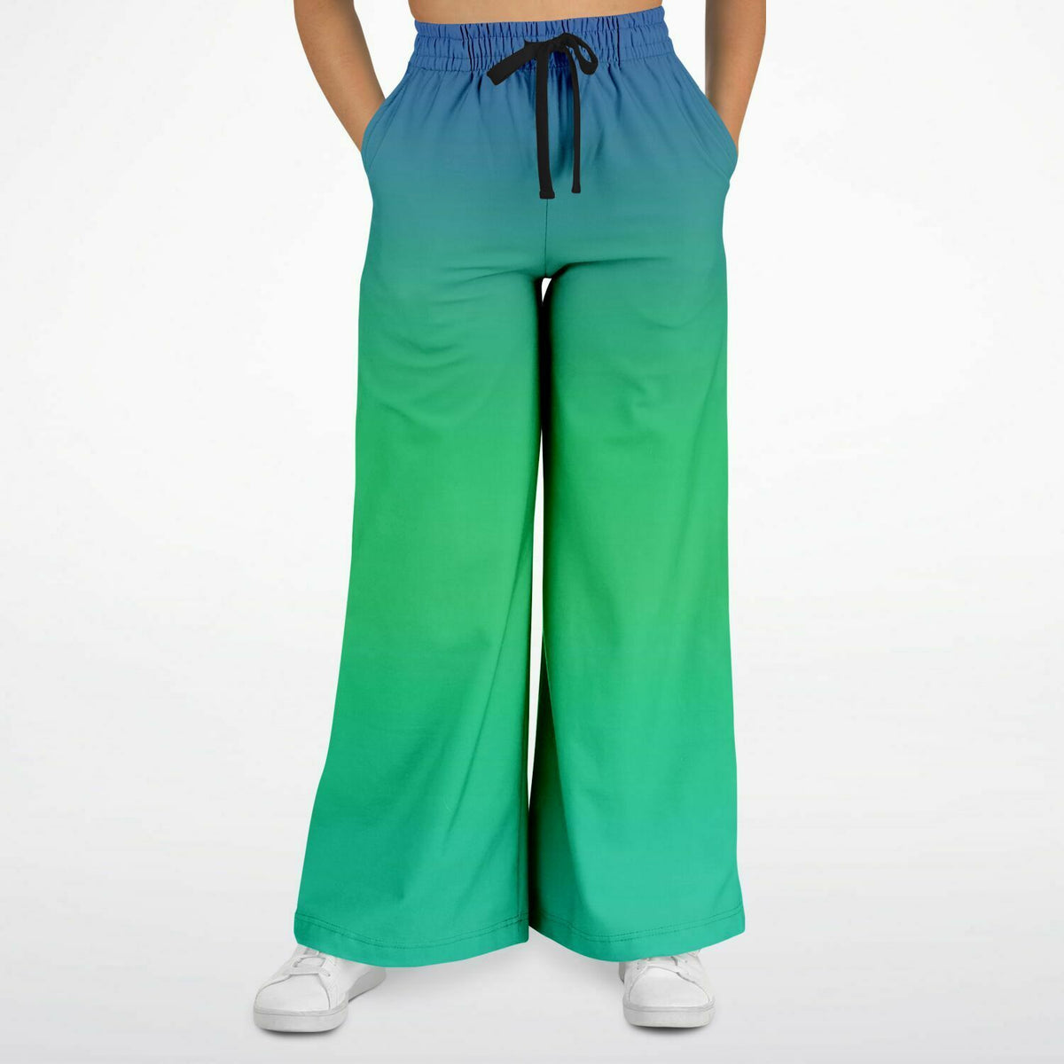 Blue green Ombre Athletic Flare Jogger Pants