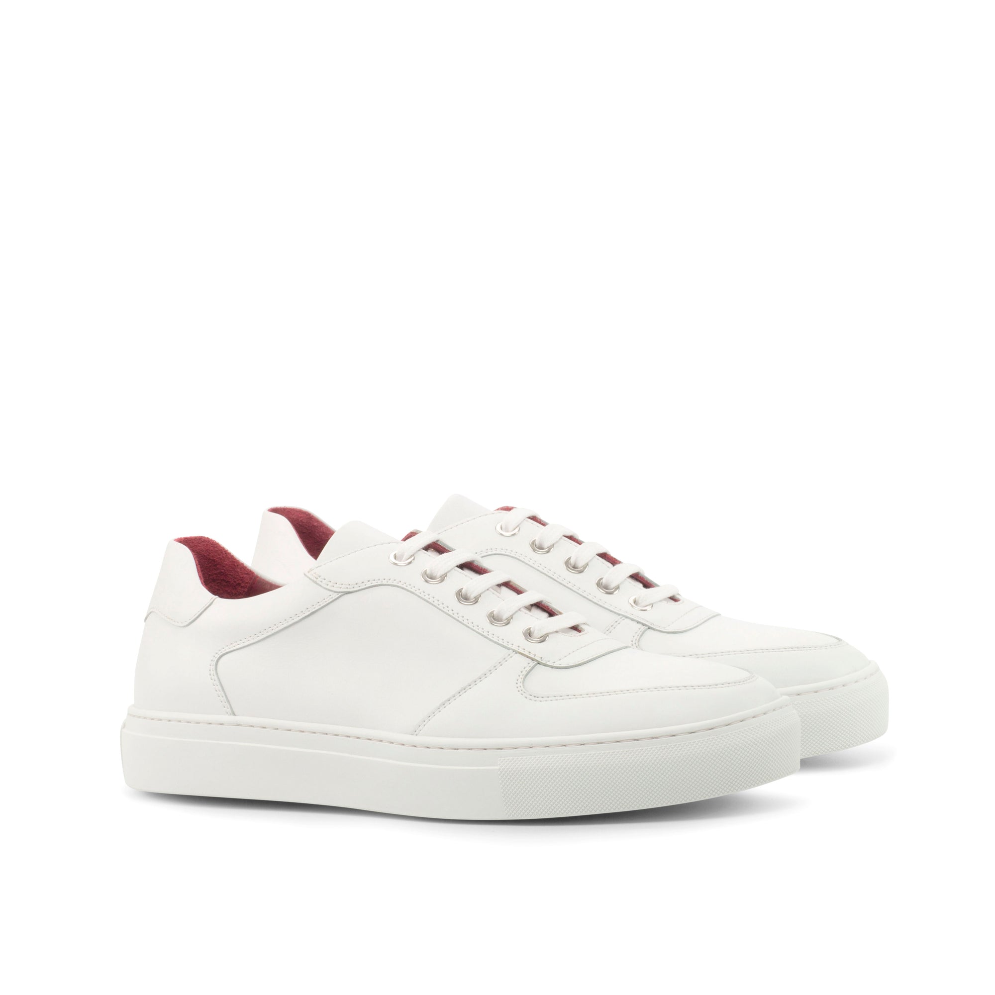 Handmade Sneakers in White Minimalist Leather with Plus Sizes