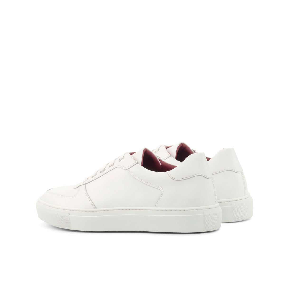 Handmade Sneakers in White Minimalist Leather with Plus Sizes