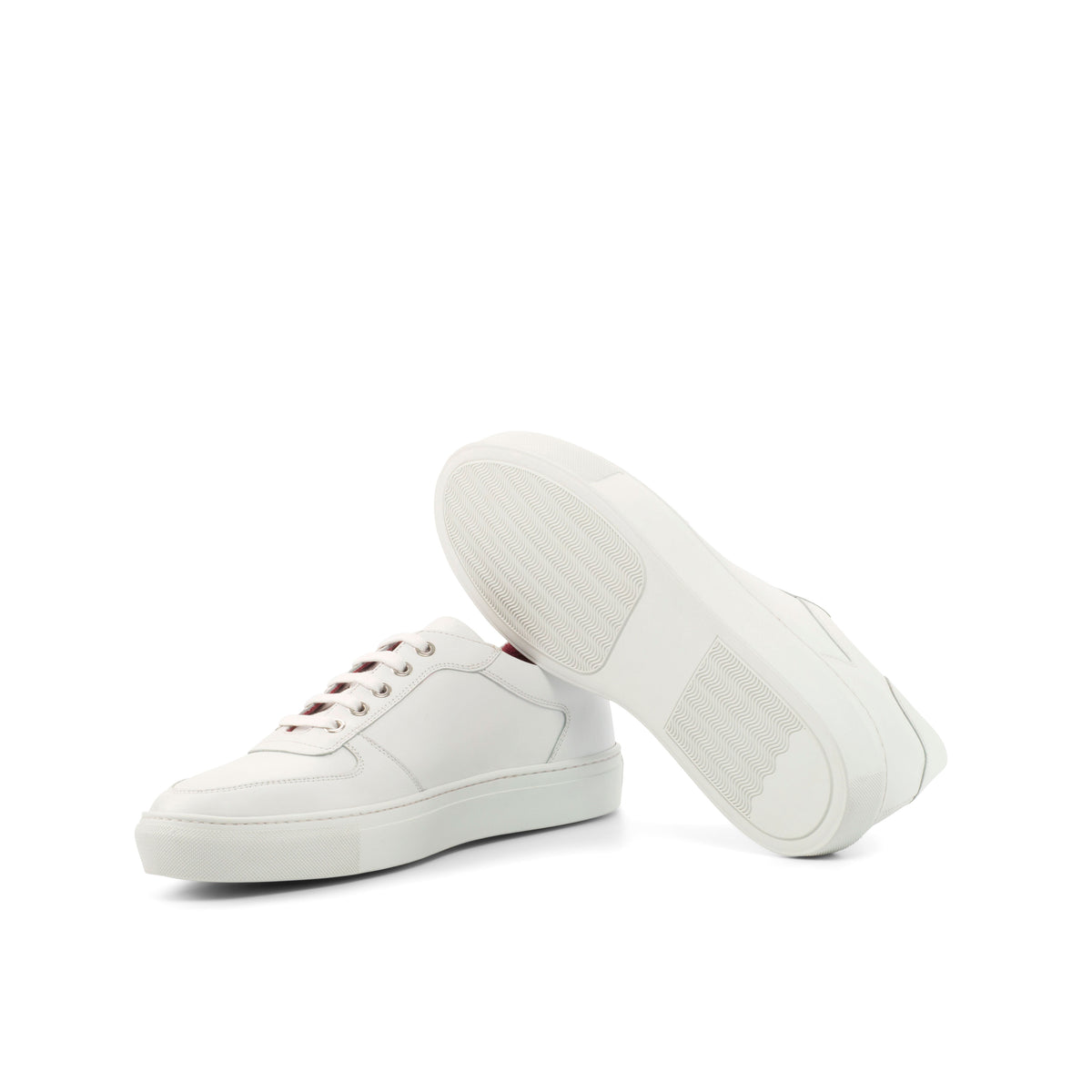 Handmade Sneakers in White Minimalist Leather with Plus Sizes