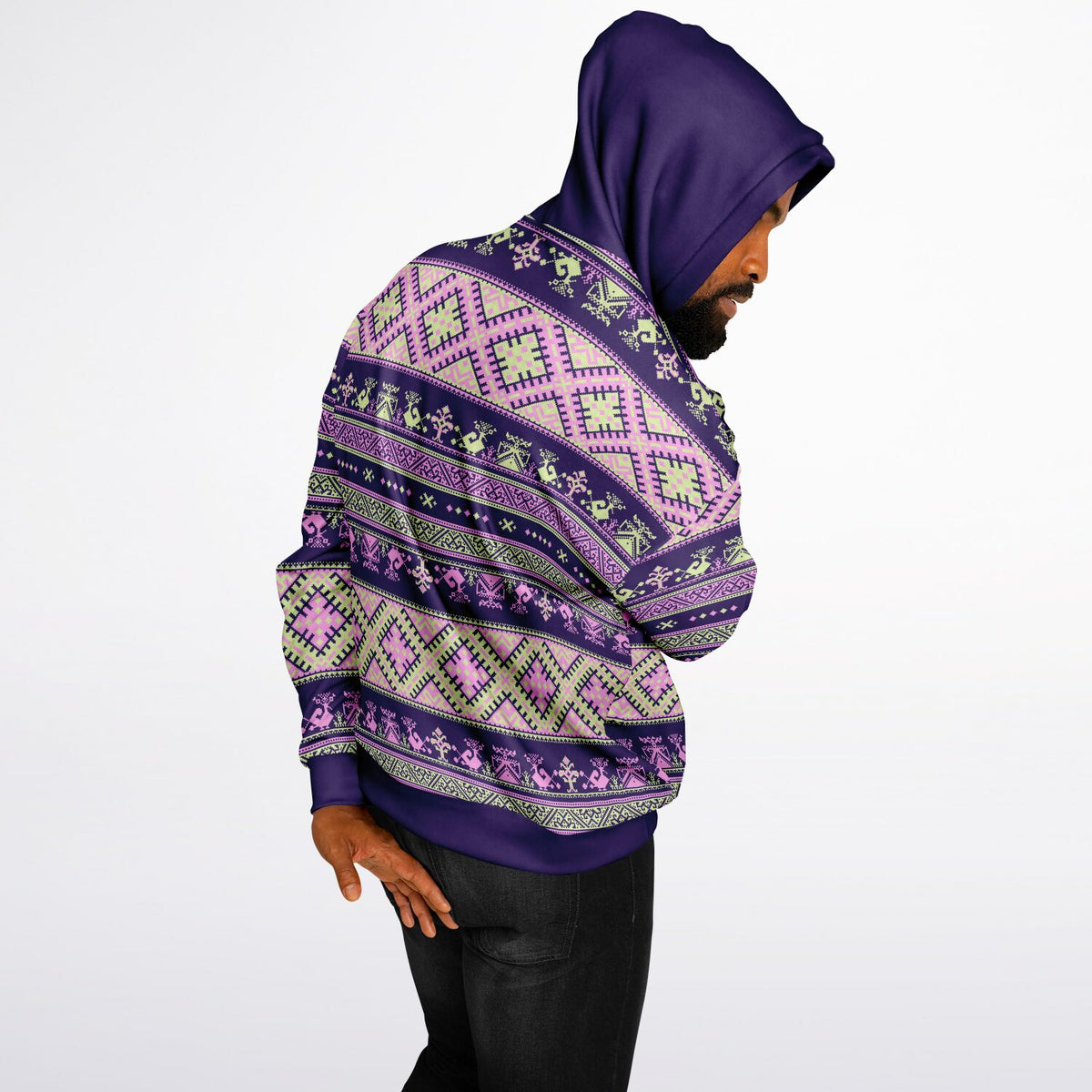 Nordic Print Heavyweight Hoodie - Purple