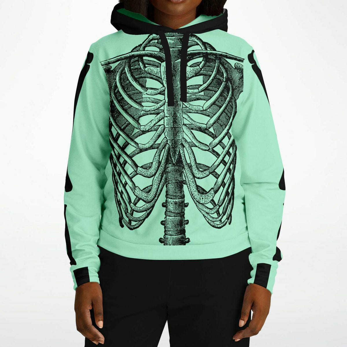 Y2K Skeleton Hoodie - Mint Green
