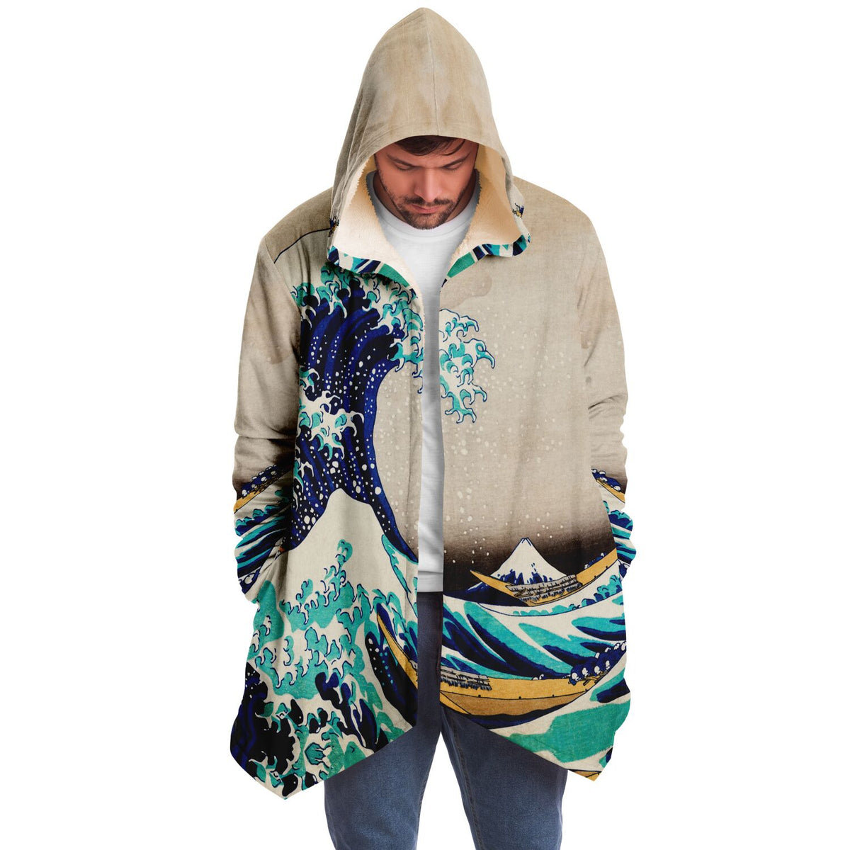 Microfleece Cloak featuring The Great Wave Off Of Kanagawa Ukiyo-e Art