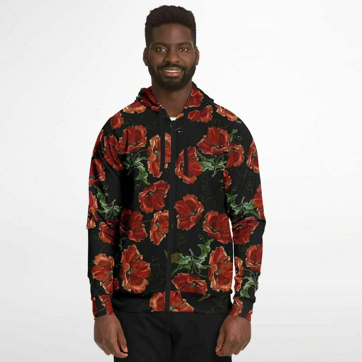 Art Nouveau Roses Zip-Up Hoodie