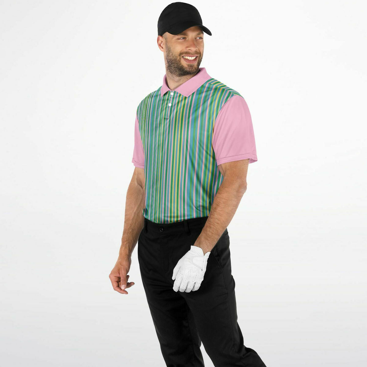 Performance Golf Polo Retro Pastel Pinstripe