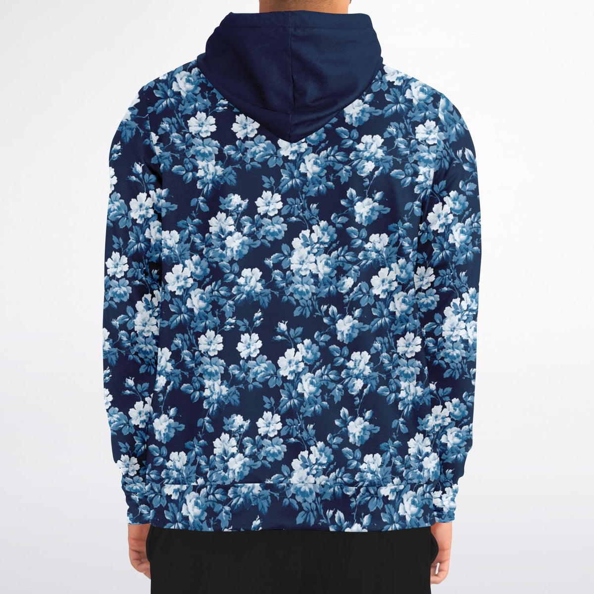 Blue Floral Zip Hoodie