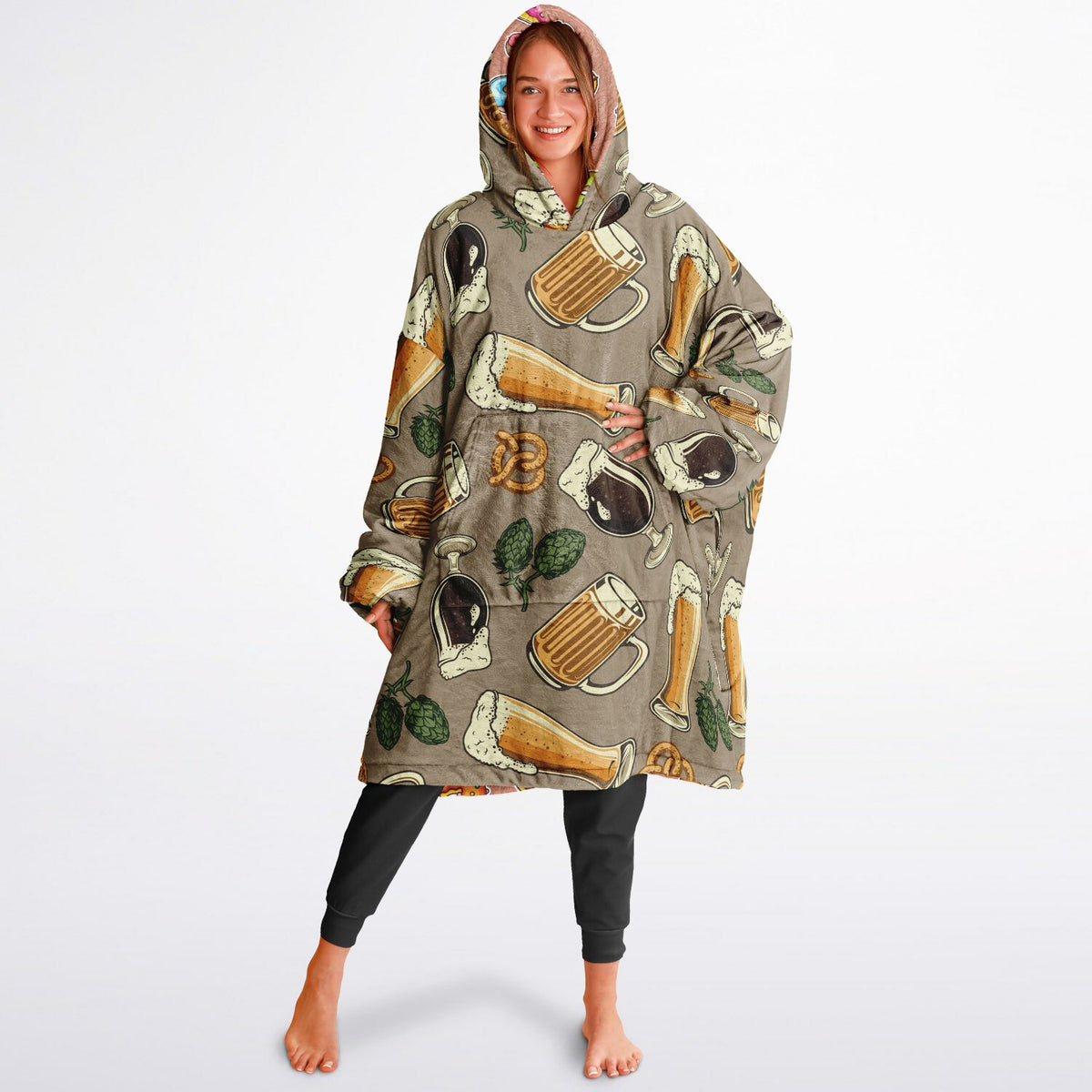 Lounge Wear Reversible Snug Hoodie: Donut and Beer 🍩🍺