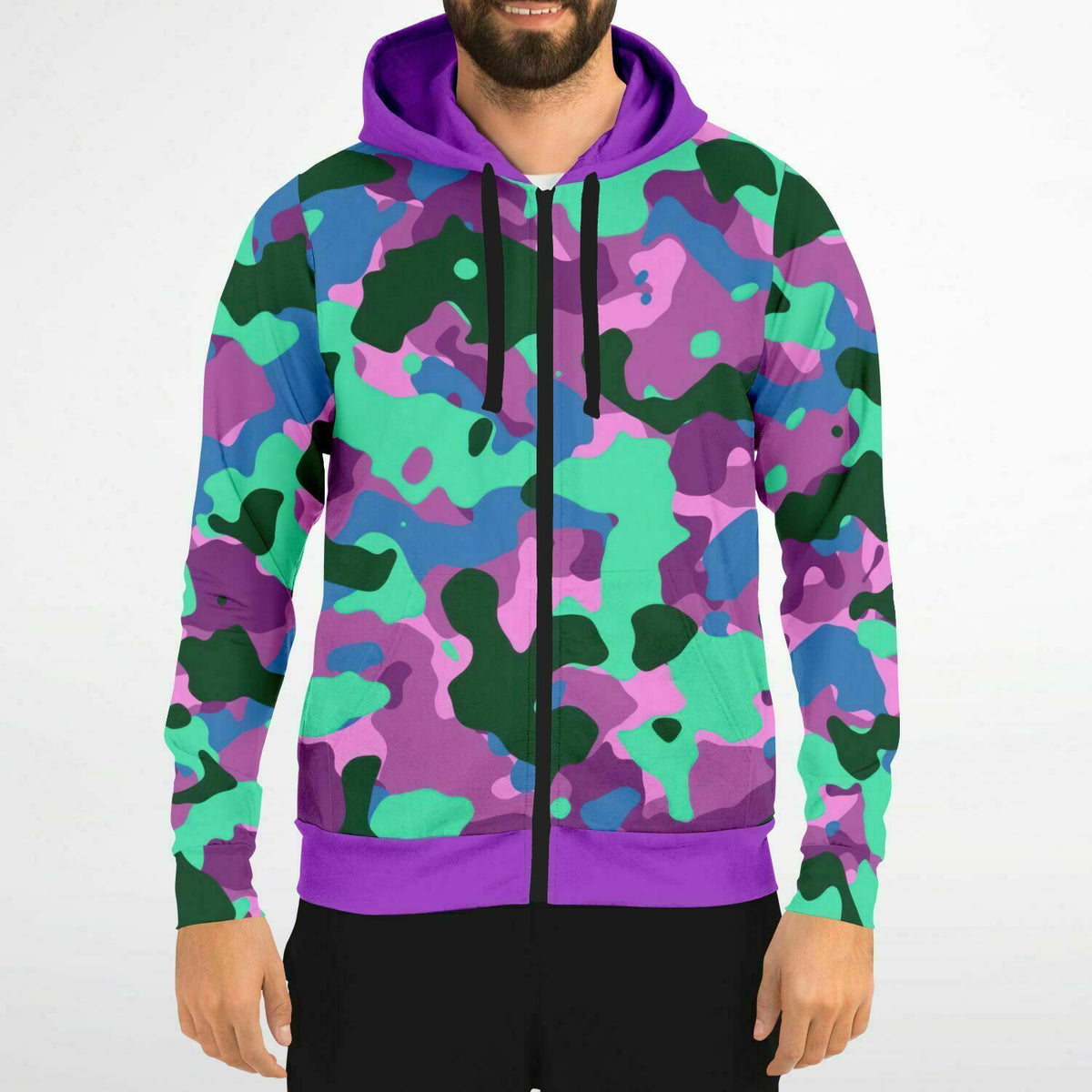 Y2K Revival: Tri-Color Camo Zip Hoodie, Retro Camo