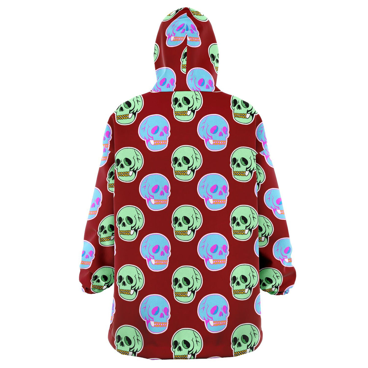 Kuscheliger Kapuzenpullover aus Mikrofleece mit Retro-Totenkopf-Print 