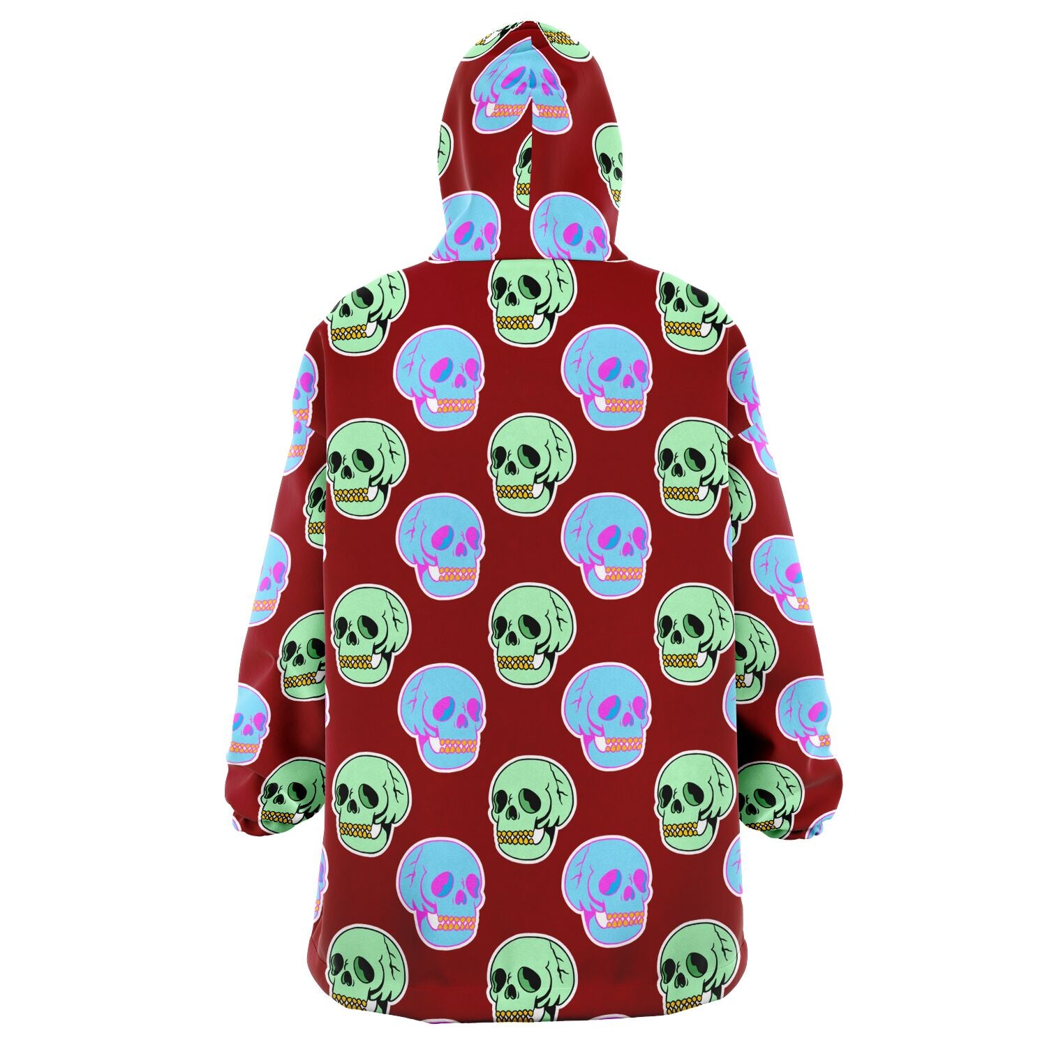 Kuscheliger Kapuzenpullover aus Mikrofleece mit Retro-Totenkopf-Print 