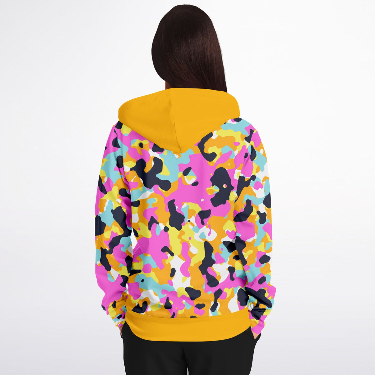 Y2K Camo Athletic Zip-Up Hoodie - AOP