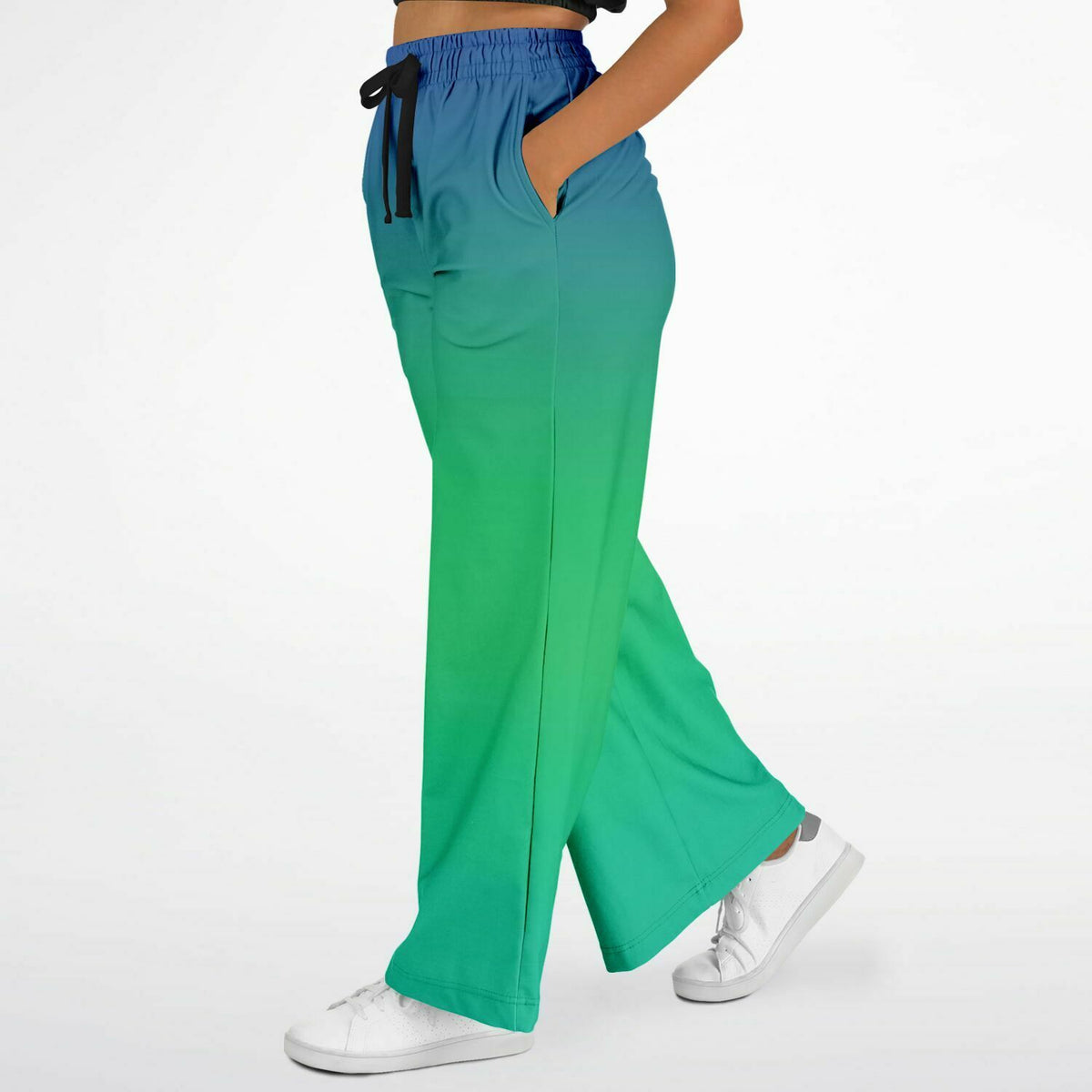 Blue green Ombre Athletic Flare Jogger Pants