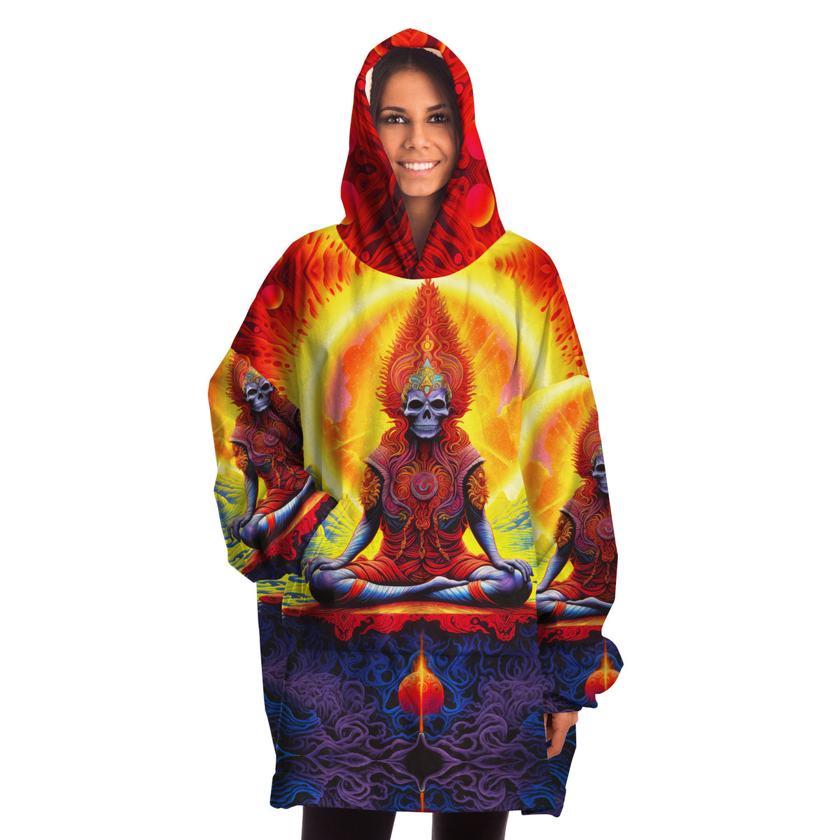 Oversized Rave Snug Hoodie - Psychedelic Skeleton Guru