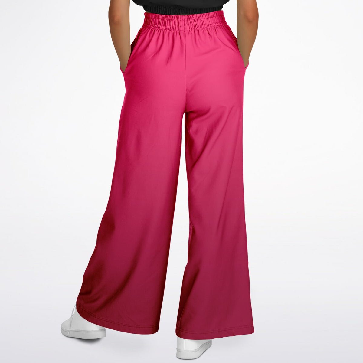 Hippie Boho Wide Leg Pants, Festival Flare Pants in Scarlet Ombre