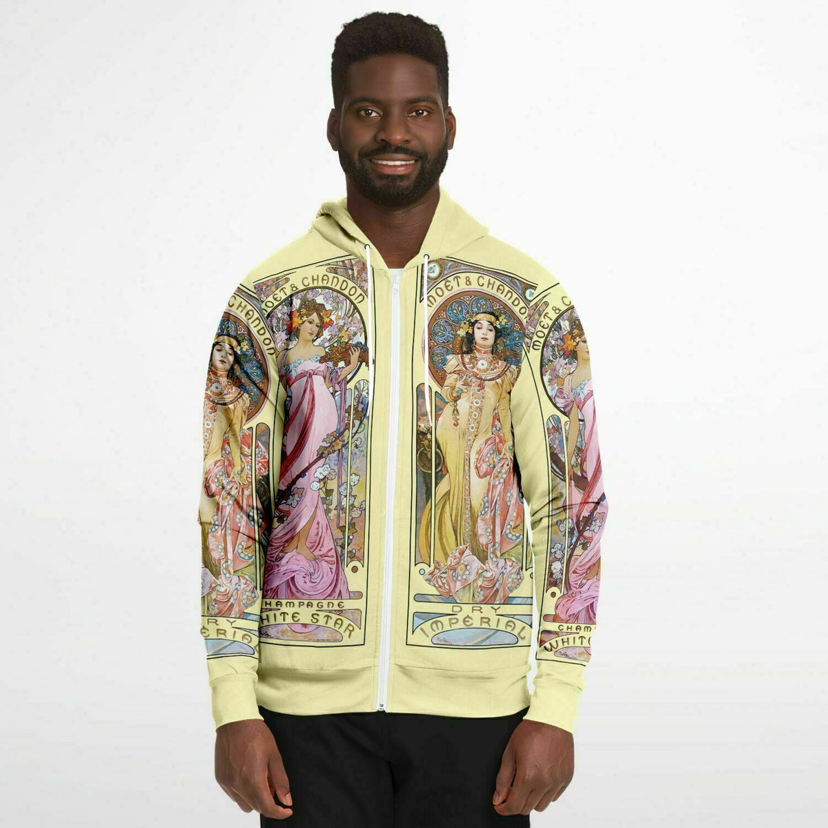 Zip-Up Hoodie Alphonse Mucha&#39;s Art Nouveau Moet &amp; Chandon Art