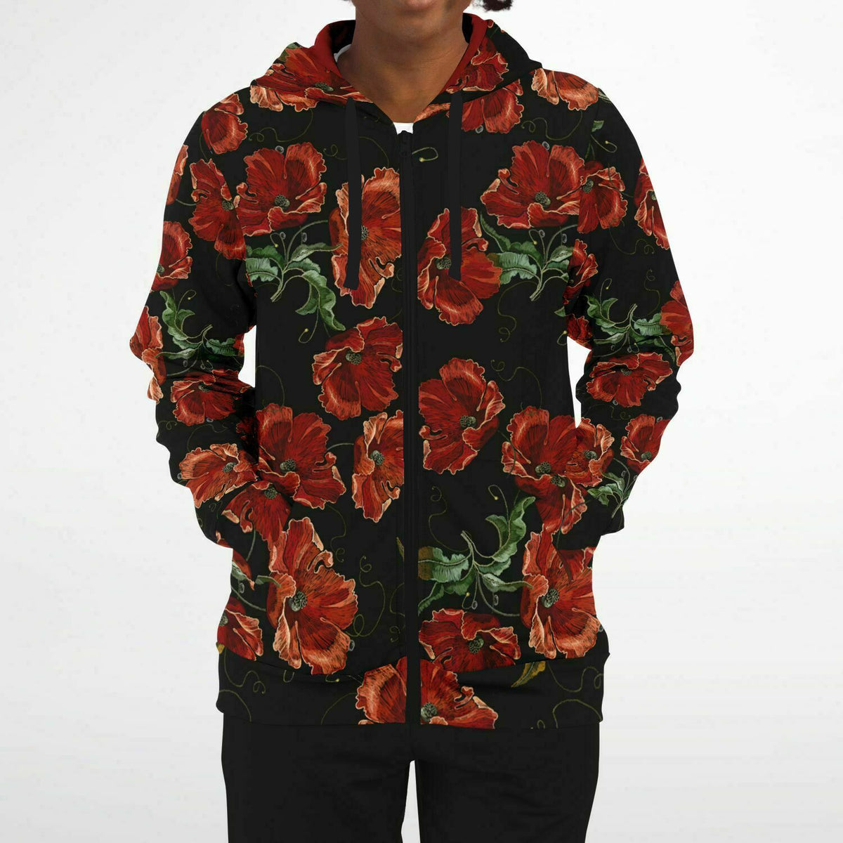 Art Nouveau Roses Zip-Up Hoodie
