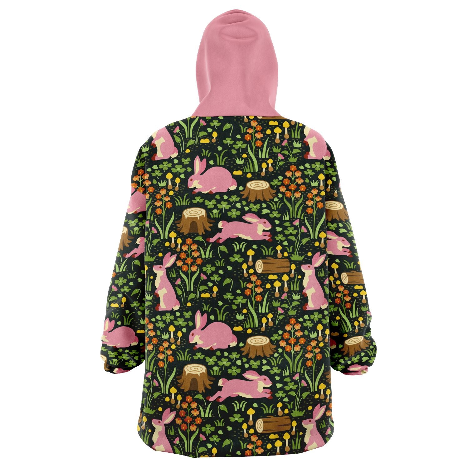 Enchanted Cottagecore: Microfleece Snug Hoodie Rabbit & Forest plus sizes available, Loungecore