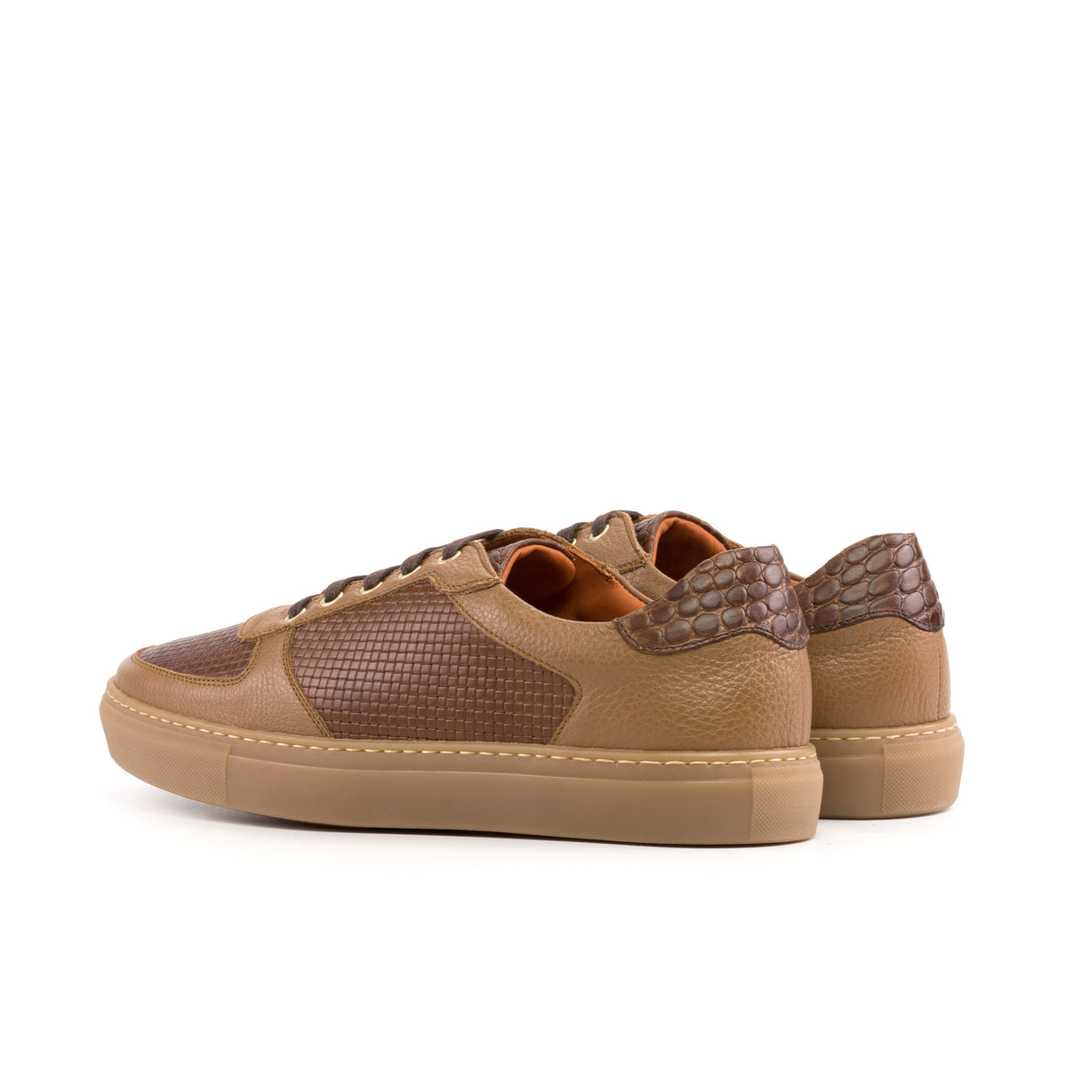 Handmade Cupsole Sneaker in Tan and Cognac Leather