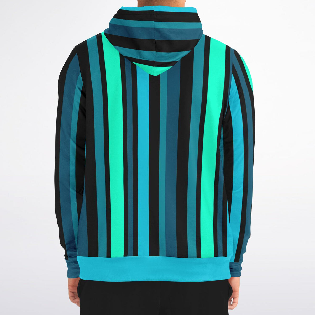 Blue Stripe Zip-Up Hoodie - AOP
