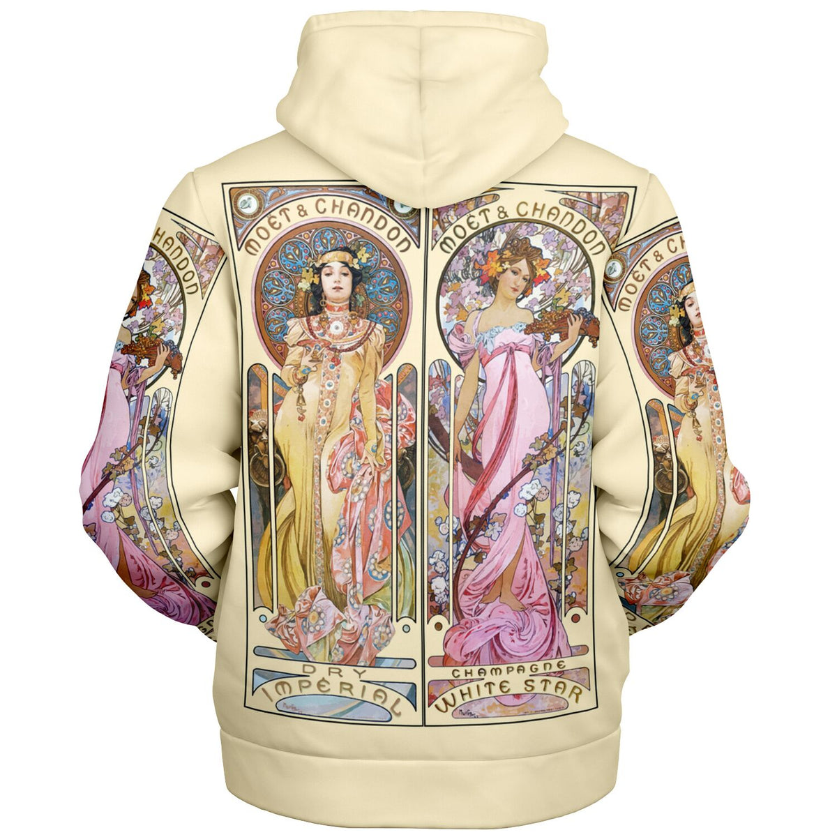 Microfleece Zip Hoodie Art Nouveau Alphonse Mucha Moet And Chandon