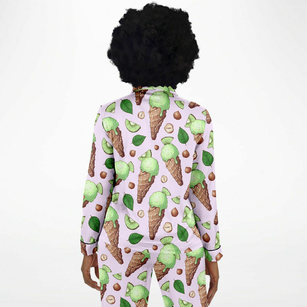 Satin-Pyjama für Damen - Kiwi-Eiscreme 