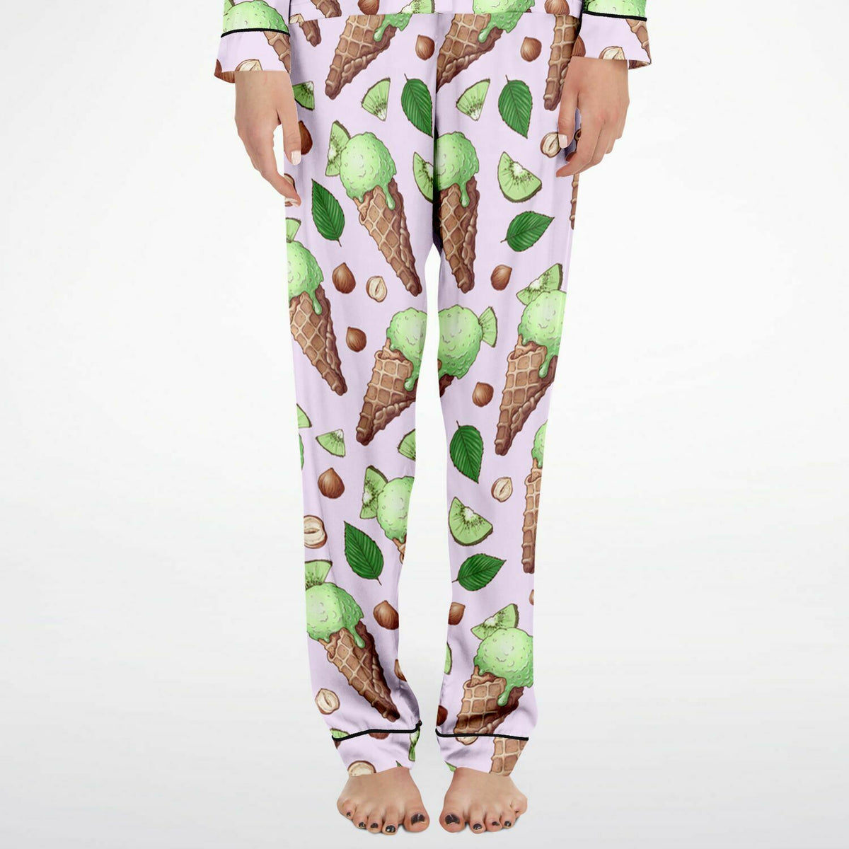 Satin-Pyjama für Damen - Kiwi-Eiscreme 