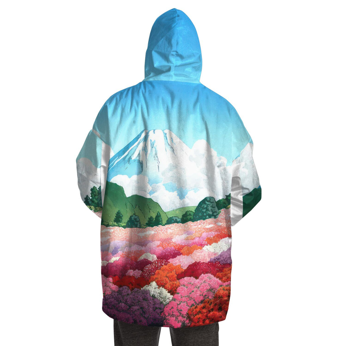 Ukiyo-e Art Snug Hoodie - One Size, High-Def Kawase Hasui Print, Lounge Wear